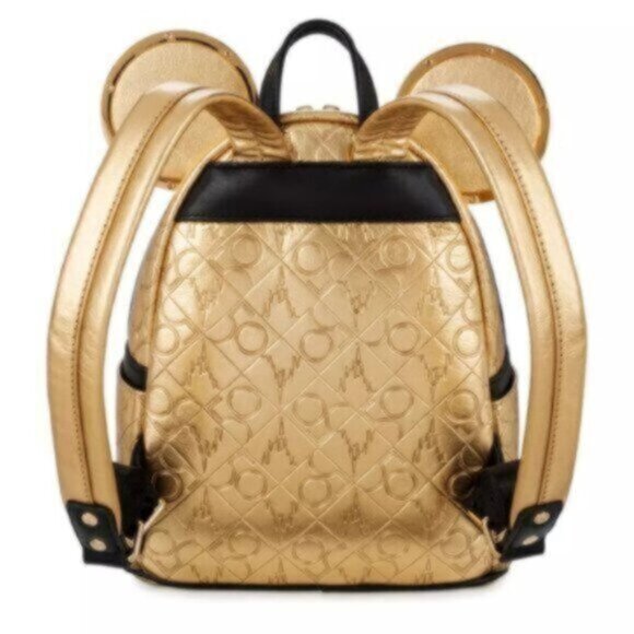 Loungefly Disney World 50th Anniversary Genuine Leather Gold Mini Backpa… - Picture 2 of 15